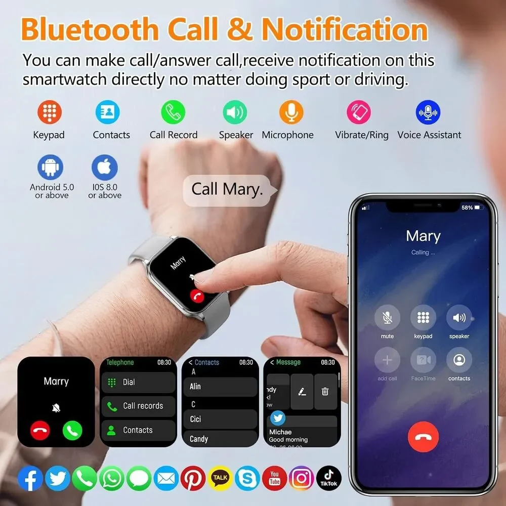 2025 Smart Watch For Men/Women, Waterproof Smartwatch Bluetooth Android/ iOS